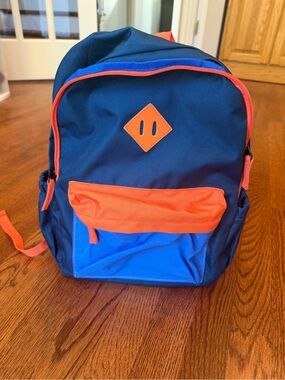 Navy Blue & Bright Kids Orange Colorblock Backpack